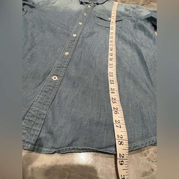 American Eagle Outfitters Men’s Button Down Denim Shirt Size Large Athletic Fit - Picture 8 of 10